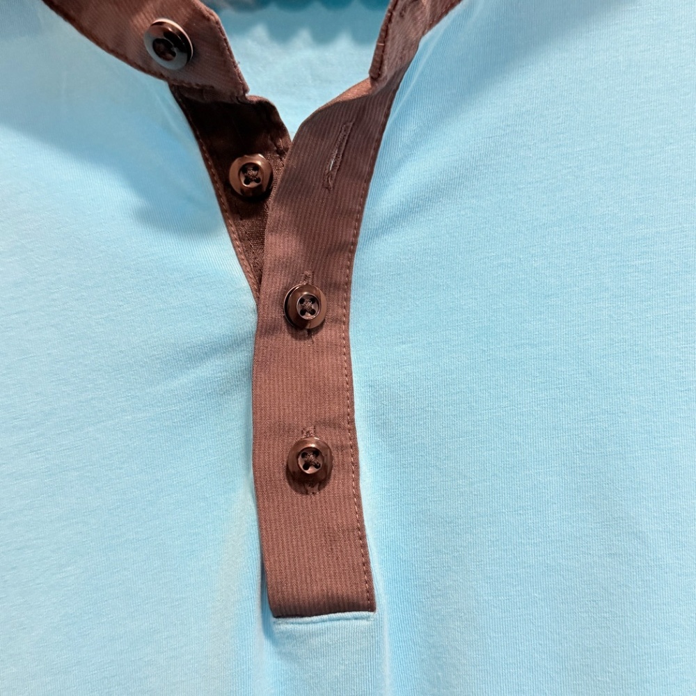 🍋Lululemon Polo Mens Evolution Blue Short Sleeve Shirt Athletic Stretch, Large, - Picture 9 of 11